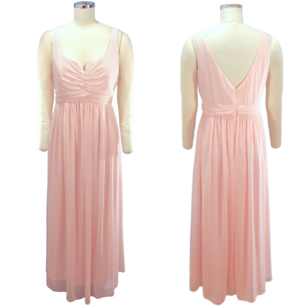 Dessy Collection Blush Pink Chiffon Gown - Size 14 - Pre-owned